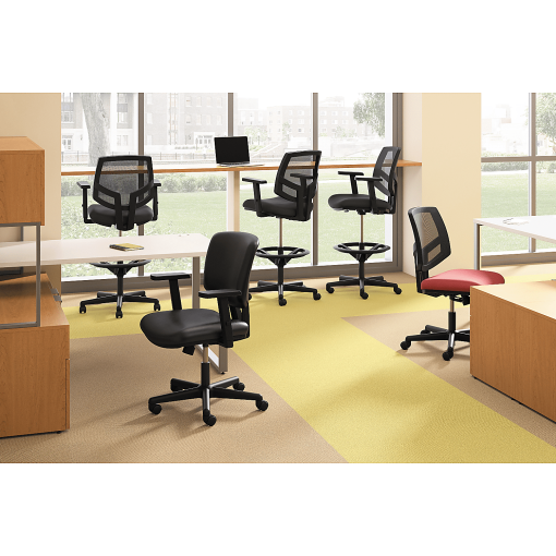 HON® Volt Bonded Leather Mid-Back Chair, Black - Image 2