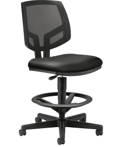 HON® Volt Mesh Back Bonded Leather Task Stool, Extended Height And Foot Ring, Black