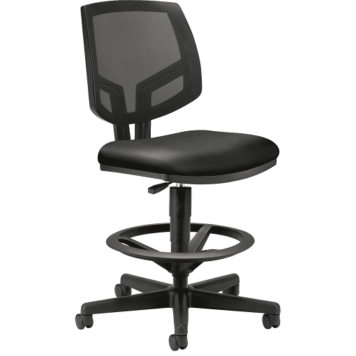 HON® Volt Mesh Back Bonded Leather Task Stool, Extended Height And Foot Ring, Black