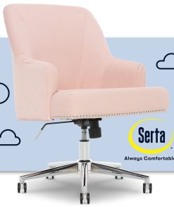 Serta® Leighton Home Mid-Back Office Chair, Twill Fabric, Blush Pink/Chrome 2