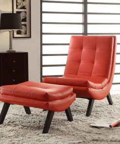 Ave Six Tustin Lounge Chair And Ottoman Set, Red/Black 2