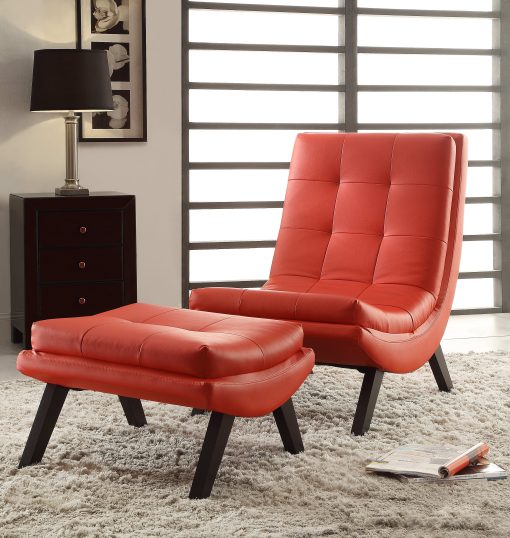 Ave Six Tustin Lounge Chair And Ottoman Set, Red/Black - Image 2