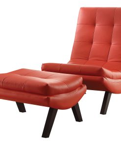 Ave Six Tustin Lounge Chair And Ottoman Set, Red/Black