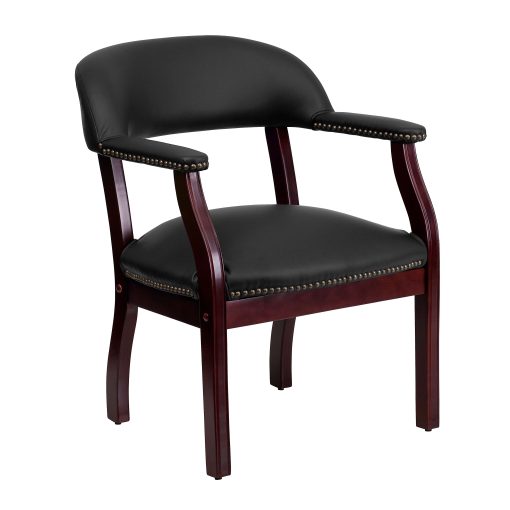 Flash Furniture Leathersoft Conference Chair with Accent Nail Trim, Black - Image 2