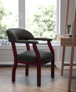Flash Furniture Leathersoft Conference Chair with Accent Nail Trim, Black
