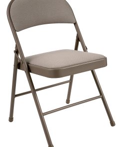 Realspace® Upholstered Padded Folding Chair, Tan
