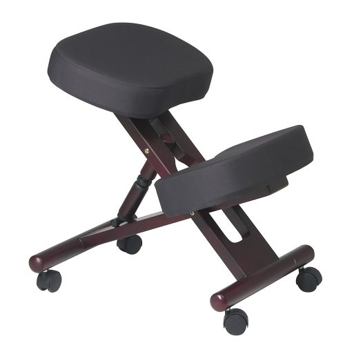 WorkSmart Kneeling Chair - Black Seat Color - Memory Foam Seat Material - Mahogany Frame Color - Wood Frame Material - Memory Foam
