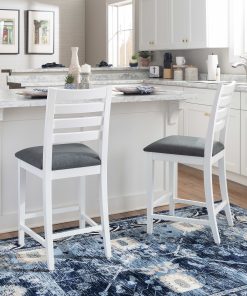 Linon Fulton Upholstered Counter-Height Stools With Backs, Gray/White, Set Of 2 Stools 2