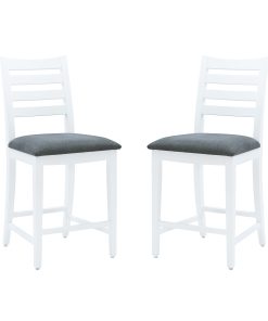Linon Fulton Upholstered Counter-Height Stools With Backs, Gray/White, Set Of 2 Stools
