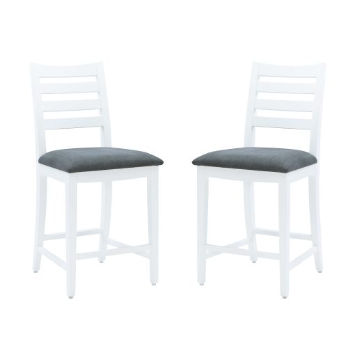 Linon Fulton Upholstered Counter-Height Stools With Backs, Gray/White, Set Of 2 Stools