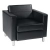Ave Six Pacific Avenue Vinyl Arm Chair, Black/Chrome