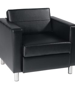 Ave Six Pacific Avenue Vinyl Arm Chair, Black/Chrome