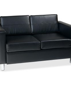 Ave Six Pacific Avenue Vinyl Loveseat, Black/Chrome 2