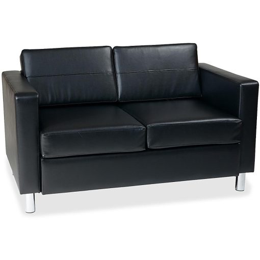 Ave Six Pacific Avenue Vinyl Loveseat, Black/Chrome - Image 2
