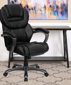 Flash Furniture Ergonomic LeatherSoft™ Faux Leather High-Back Chair, Black/Titanium