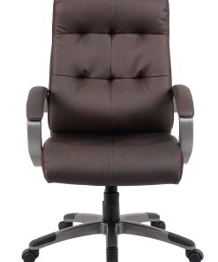 Boss Office Products Double-Plus Ergonomic LeatherPlus™ Bonded Leather High-Back Chair, Brown/Pewter 2