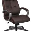 Boss Office Products Double-Plus Ergonomic LeatherPlus™ Bonded Leather High-Back Chair, Brown/Pewter