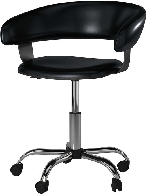 Powell Low-Back Faux Leather Gas-Lift Desk Chair, Black - Image 2