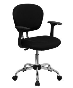 Flash Furniture Mesh Mid-Back Swivel Task Chair With Arms, Black/Silver 2