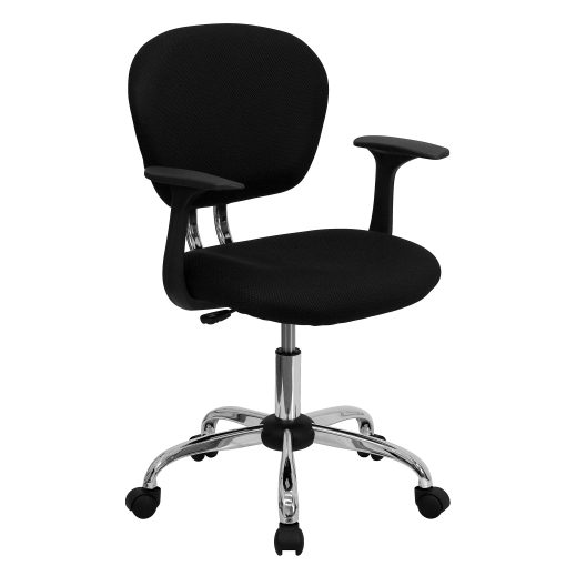 Flash Furniture Mesh Mid-Back Swivel Task Chair With Arms, Black/Silver - Image 2