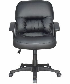 Lorell® Tufted Ergonomic Bonded Leather Mid-Back Chair, Black 2
