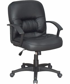 Lorell® Tufted Ergonomic Bonded Leather Mid-Back Chair, Black