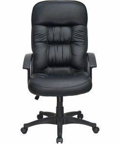 Lorell® Tufted Ergonomic Bonded Leather High-Back Executive Chair, Black 2