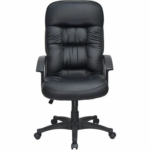 Lorell® Tufted Ergonomic Bonded Leather High-Back Executive Chair, Black - Image 2