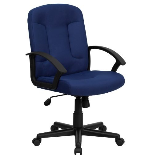 Flash Furniture Fabric Mid-Back Swivel Chair, Navy/Black - Image 2