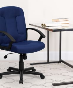 Flash Furniture Fabric Mid-Back Swivel Chair, Navy/Black