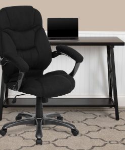 Flash Furniture Ergonomic Microfiber High-Back Chair, Black/Titanium