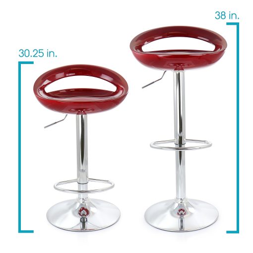 Elama Retro Adjustable Bar Stools, Cherry/Chrome, Set Of 2 Stools - Image 2