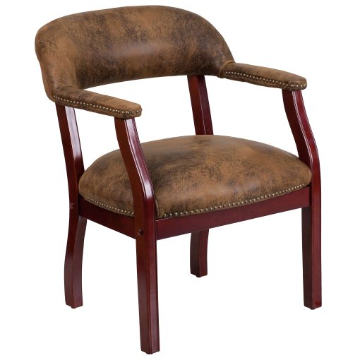 Flash Furniture Microfiber Conference Chair with Accent Nail Trim, Bomber Jacket Brown - Image 2