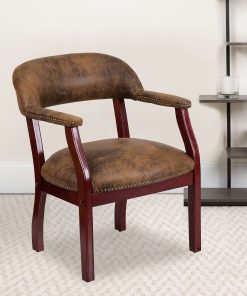 Flash Furniture Microfiber Conference Chair with Accent Nail Trim, Bomber Jacket Brown