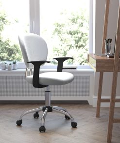 Flash Furniture Mesh Mid-Back Swivel Task Chair With Arms, White/Silver