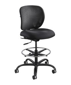Safco® Vue™ Heavy-Duty Stool, Mesh Back/Vinyl Seat, Black