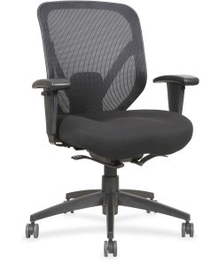Lorell® Self-Tilt Mid-Back Chair, Fabric Back, Black