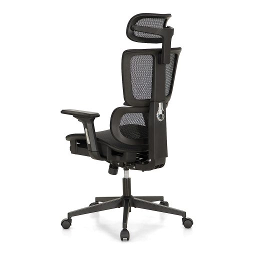 ALPHA HOME Ergonomic Mesh High-Back Office Task Chair With Retractable Footrest, Black - Image 2