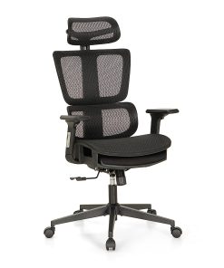 ALPHA HOME Ergonomic Mesh High-Back Office Task Chair With Retractable Footrest, Black