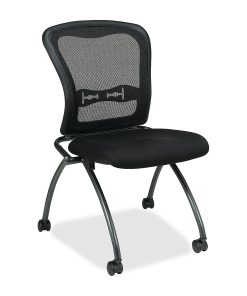 Office Star™ Folding Chair With Casters, Deluxe With Mesh Back, Coal/Titanium, Set Of 2 2