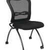 Office Star™ Folding Chair With Casters, Deluxe With Mesh Back, Coal/Titanium, Set Of 2