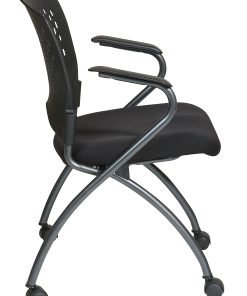 Office Star™ Folding Chair With Casters, Deluxe, Coal/Titanium, Set Of 2 2