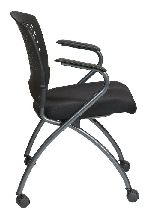 Office Star™ Folding Chair With Casters, Deluxe, Coal/Titanium, Set Of 2 - Image 2
