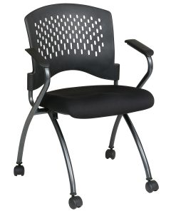 Office Star™ Folding Chair With Casters, Deluxe, Coal/Titanium, Set Of 2