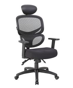Boss Office Products Mesh Multifunction Mid-Back Task Chair With Headrest, Black