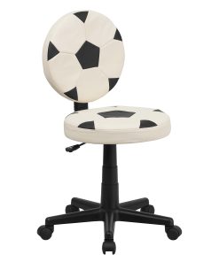 Flash Furniture Vinyl Low-Back Task Chair, Soccer, Black/White