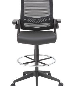 Boss Office Products Flip Arm Drafting Stool With Mesh Back, Black 2