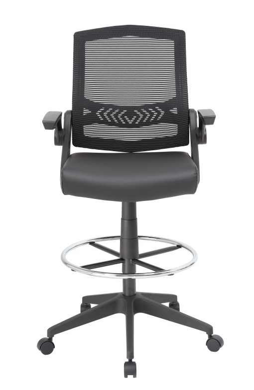 Boss Office Products Flip Arm Drafting Stool With Mesh Back, Black - Image 2
