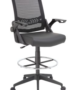 Boss Office Products Flip Arm Drafting Stool With Mesh Back, Black