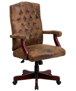 Flash Furniture Classic Microfiber High-Back Chair, Bomber Brown 2